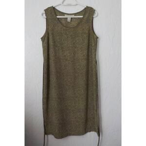 90s VTG Norton McNaughton Chiffon Shift Slip Dress Olive Green Women size Medium